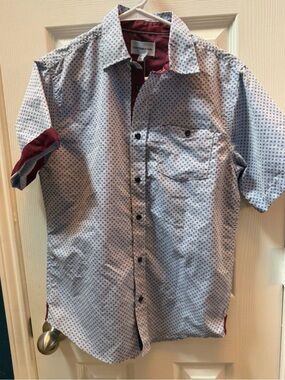 NWT distortion Short Sleeve Patterned Shirt in Light Blue